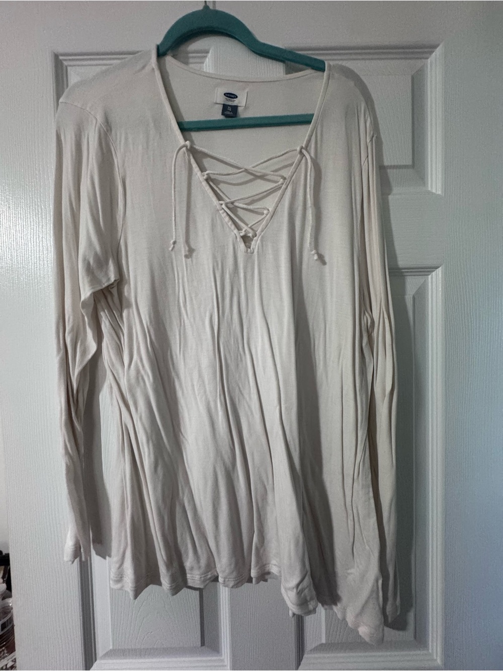 Old Navy Cream Lace-Up Women's Tunic Top